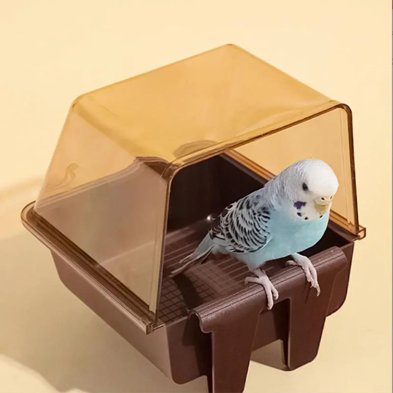 Large Pet Bird Bath Box Shower Easy to Install Water Bowl Caged Parrot Bathing Tub for Small Birds Budgerigar Lovebirds Canary