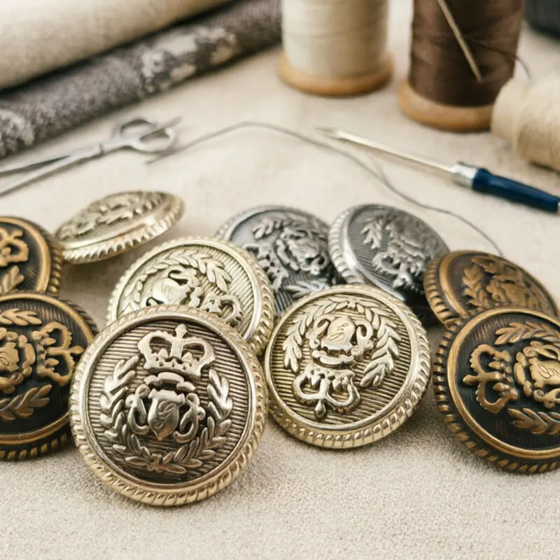 Vintage Britische Metallknöpfe mit Weizenkronen-Design, Uniformknöpfe zum Annähen für Blazer, Mäntel, Schuluniformen, DIY-Bekleidungszubehör – Detail 1
