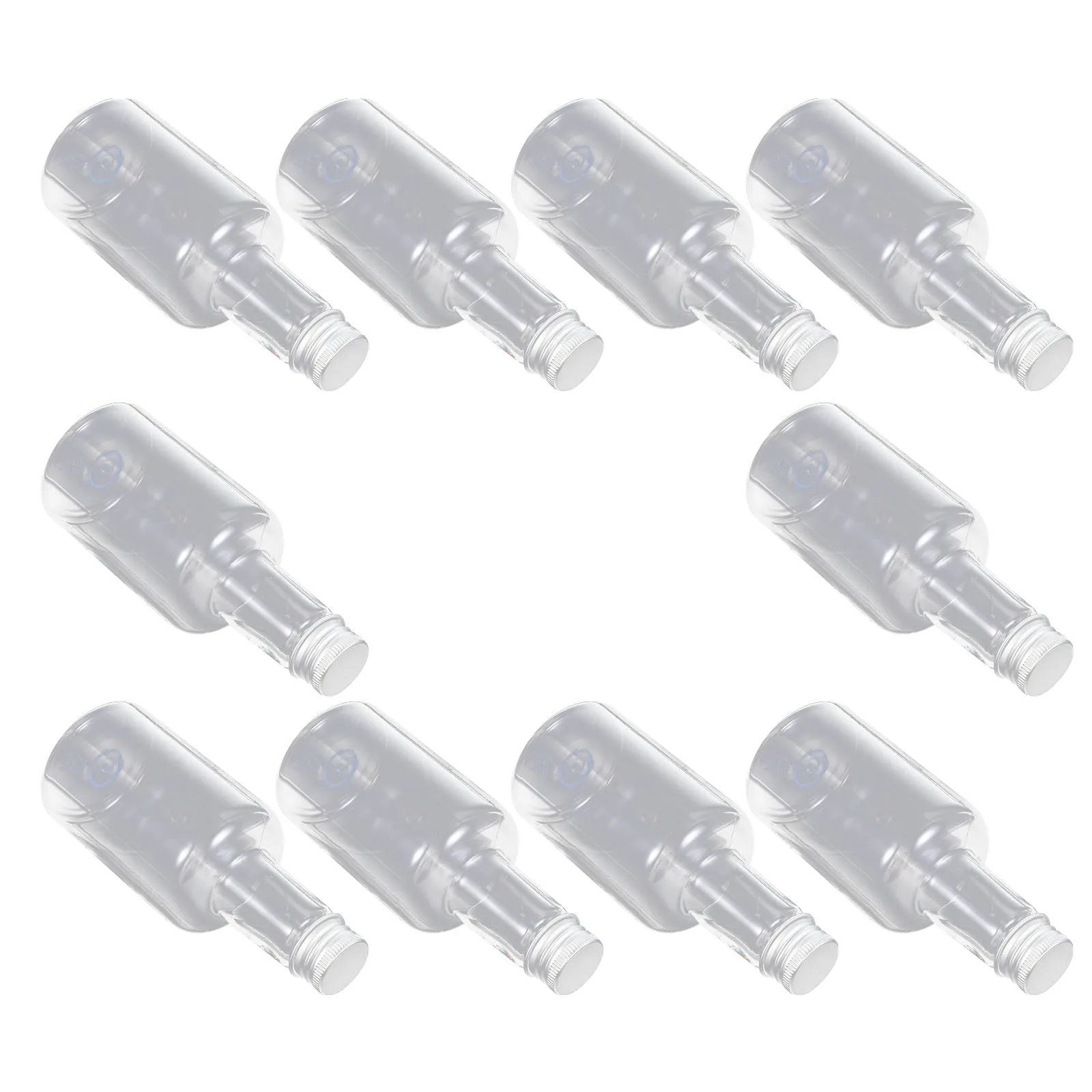 

10pcs Transparent Juice Bottles Multi-Function Clear Plastic Portable Empty Bottles With Lids For Outdoor Household Reusable