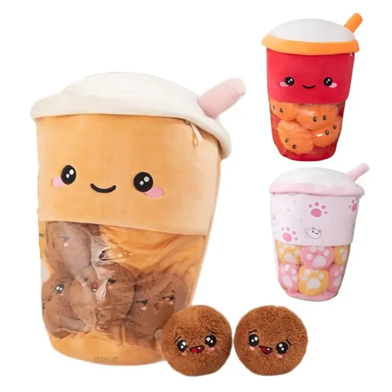 30x40 ซม.ฟองชาหมอน Plush ตุ๊กตา Squeaking MINI สัตว์ลูกไข่มุกสีชมพู Cat & Bear Paws ขนมขบเคี้ยวพุดดิ้งกระเป๋าอาหาร Plushie