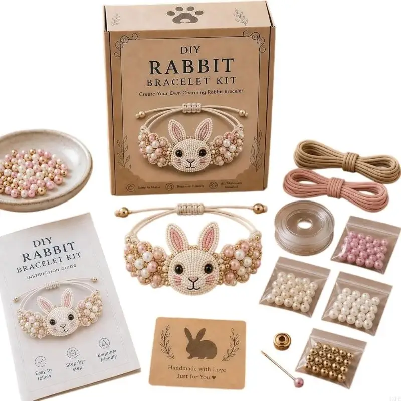  Animal Bracelet Making Set for Kids DIY Craft Toy with Plastic Pieces, Cord and Starter Supplies for Family Projects