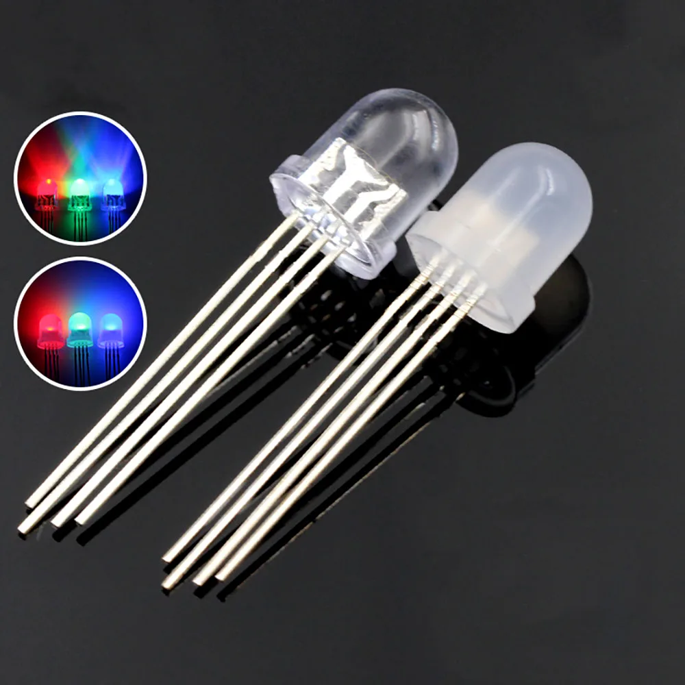 10mm 4pins Full-Color RGB LED Common Anode / Cathode Transparent / Fog F10mm Tri-Color Light Emitting Diode Red Green Blue