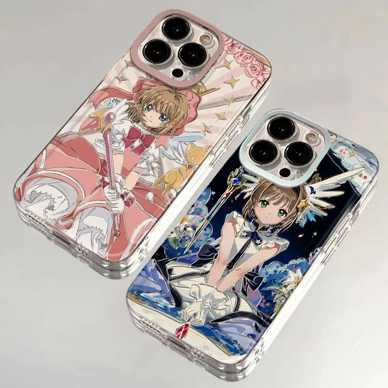 Card Captor SAKURA Cartoon Clear Space Phone Case For Vivo Y03 Y16 Y17 Y17S Y19 Y21 Y28 Y36 Y52S Y55S Y73S Y75 Y78 Y100 4G 5G