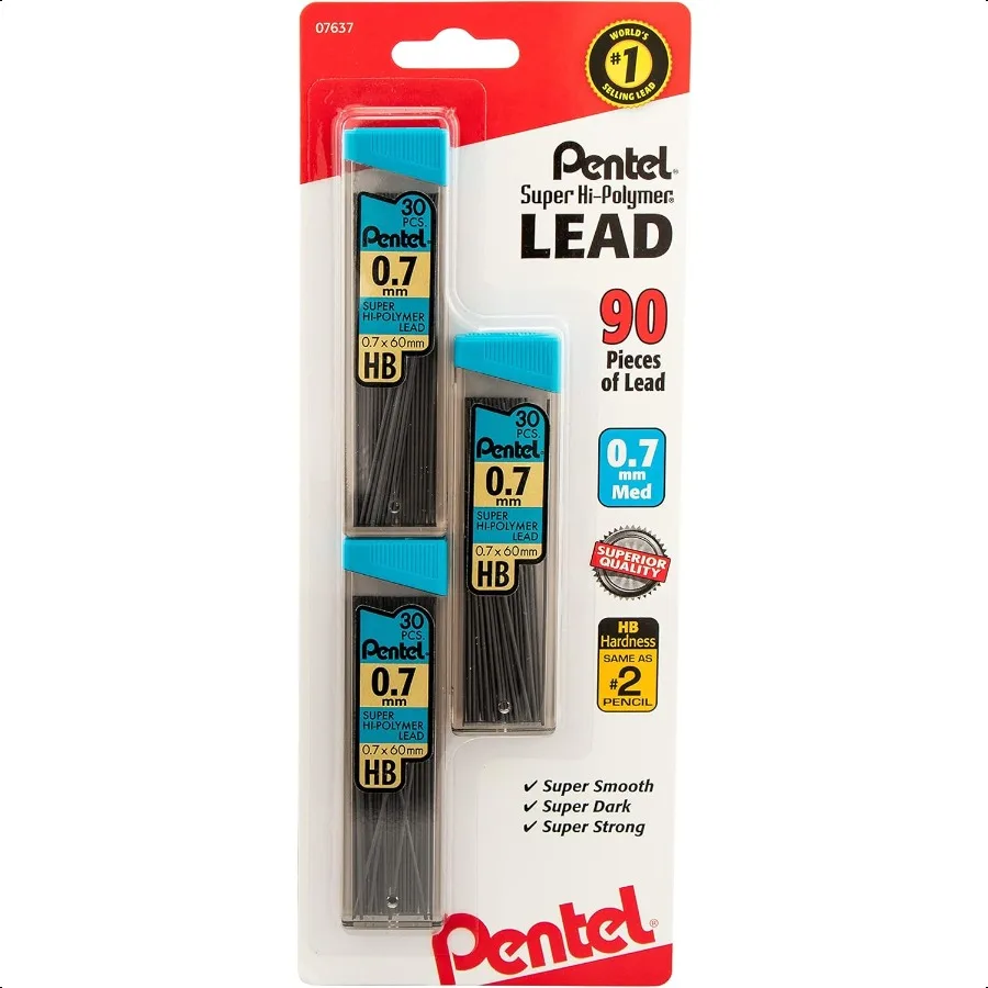C27BPHB3K6 er HiPolymer Lead Refills 0.7mm HB Black 30 Tube 3 Tubes Pack
