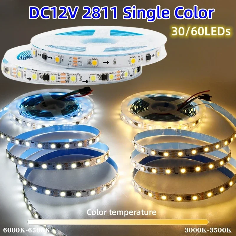 

5m/roll 12V WS2811 Pixel Single Color LED Strip 5050 White Warmwhite Pixel Strip Addressable Running Water Flowing Chasing Light