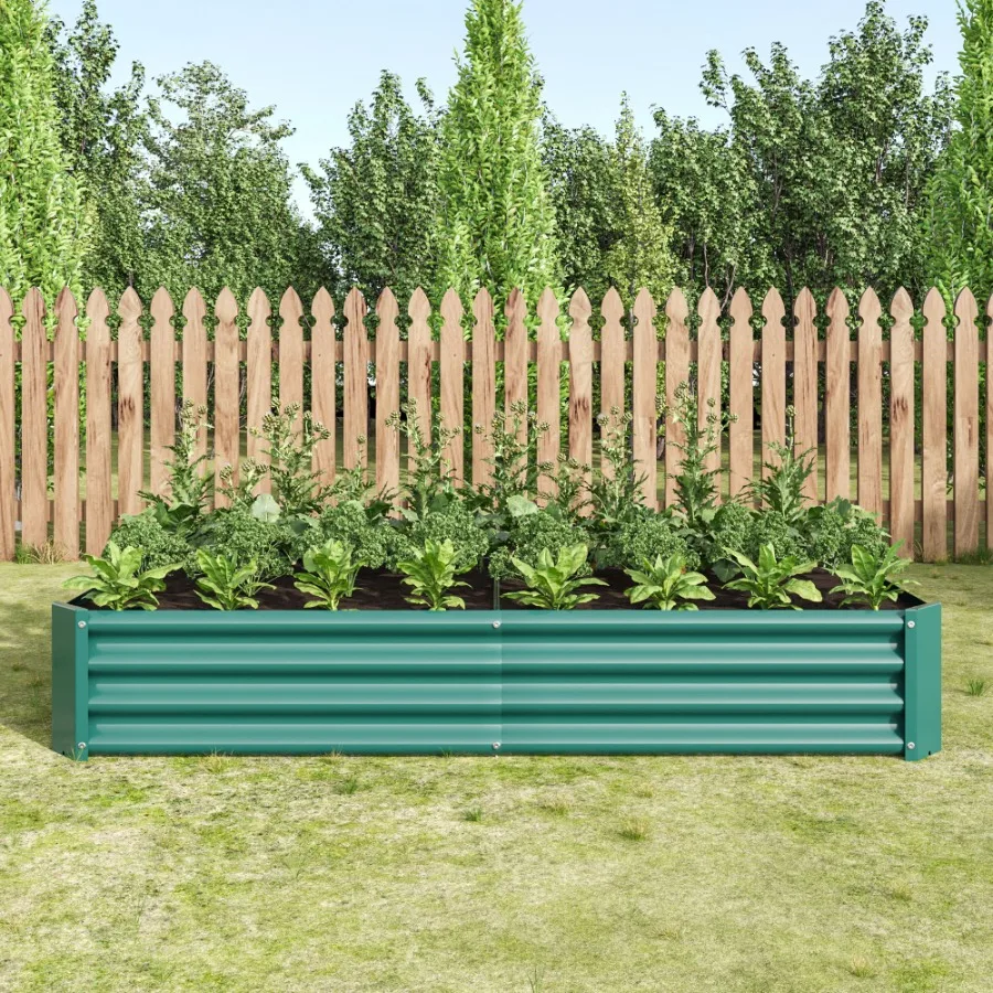 

Raised Garden Bed Outdoor 6×3×1ft Metal Raised Rectangle Planter Beds for Plants Vegetables and Flowers Green