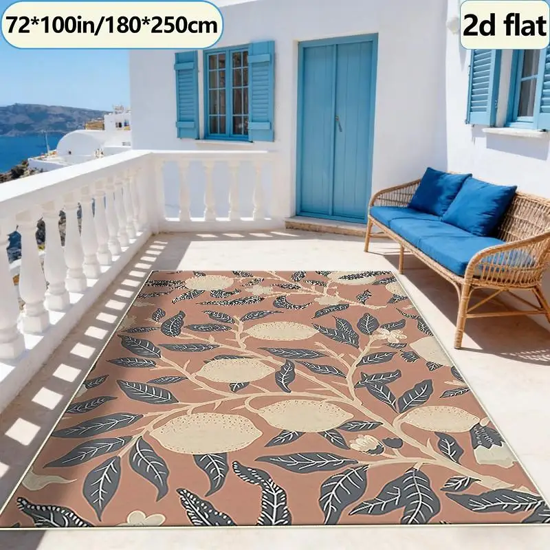 Vintage Fruit Leaf Pattern Plant Carpet Floor Decor Mat, Non-Slip Carpet, Suitable for Farmhouse Home Interior Decoration