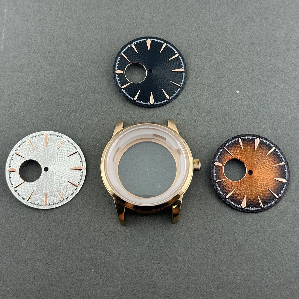 

40.5mm NH38 Rose gold Case 35mm Dial Men Kit Cocktail Watch Hollowed Out Stainless Steel Waterproof Case For NH38 Movement ﻿