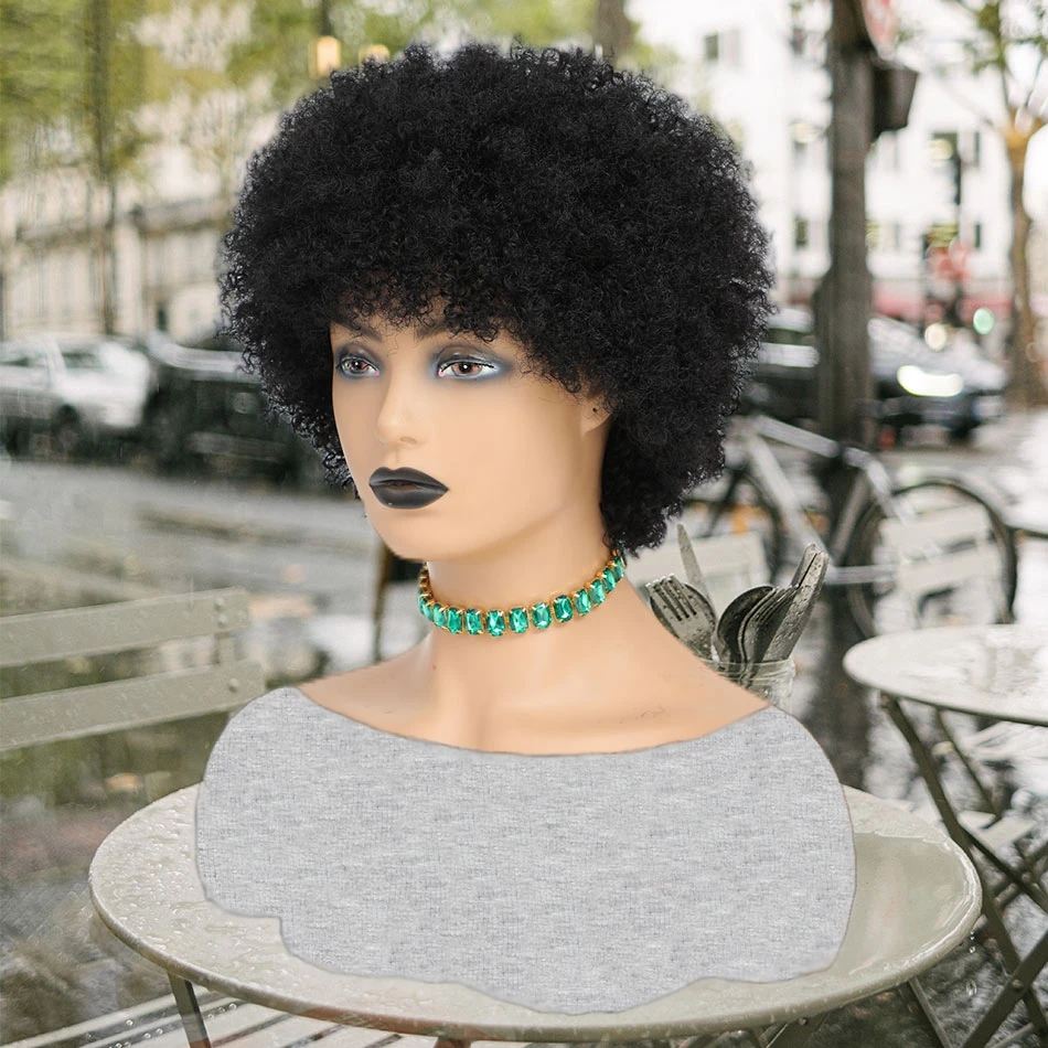 Kurze afro verworrene lockige 99j Perücke für Frau 100% Echthaar Perücken 180% Dichte Pixie Curl Afro Perücke Afro verworrene lockige Perücken