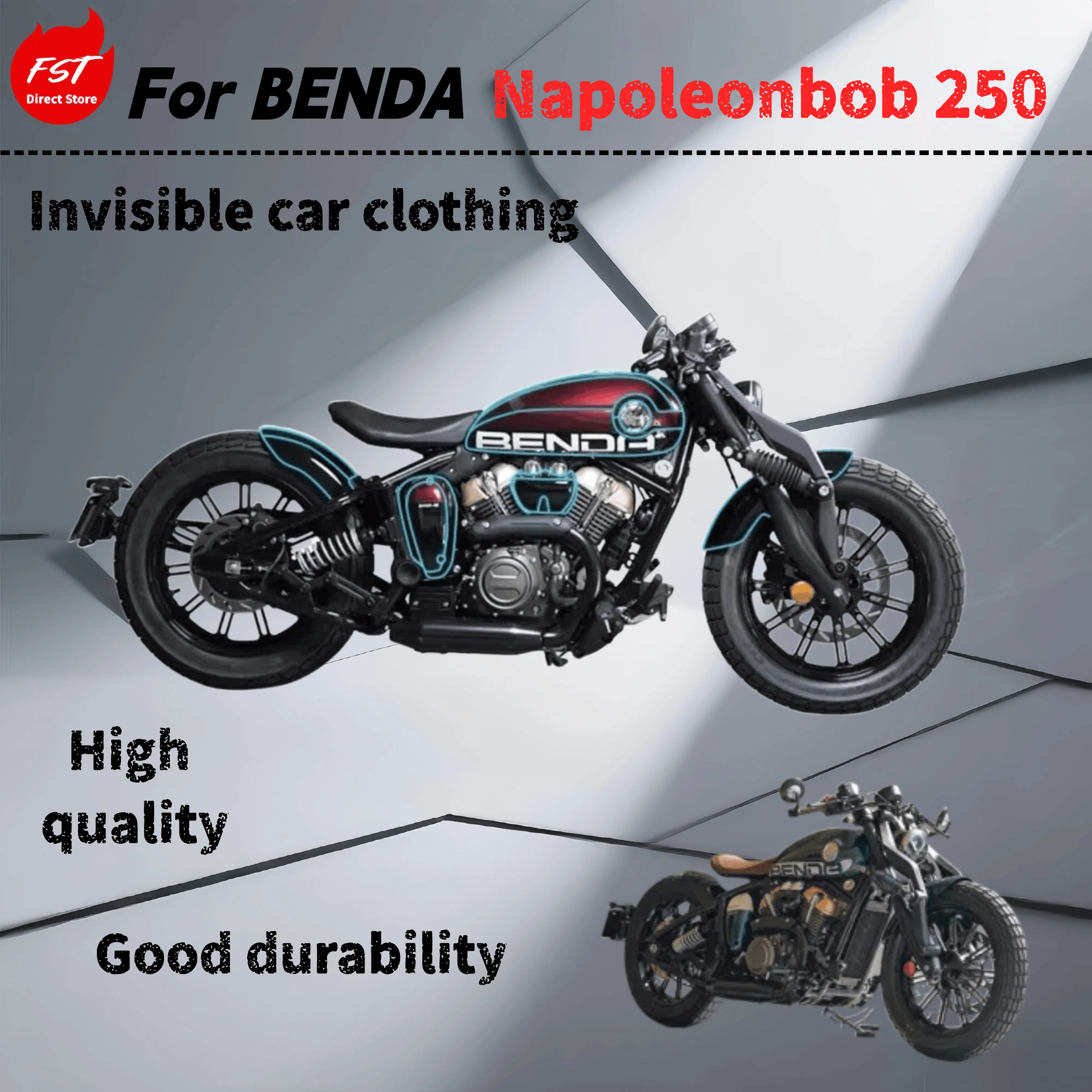 

For Benda Napoleonbob 250 invisible jersey tpu sticker body fuel tank film motorcycle modification accessories
