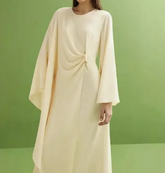 

Autumn New Women's Milk White Simple Fashion Long Dresses Temperament Commuting Female Loose Comfortable Elegant Dress