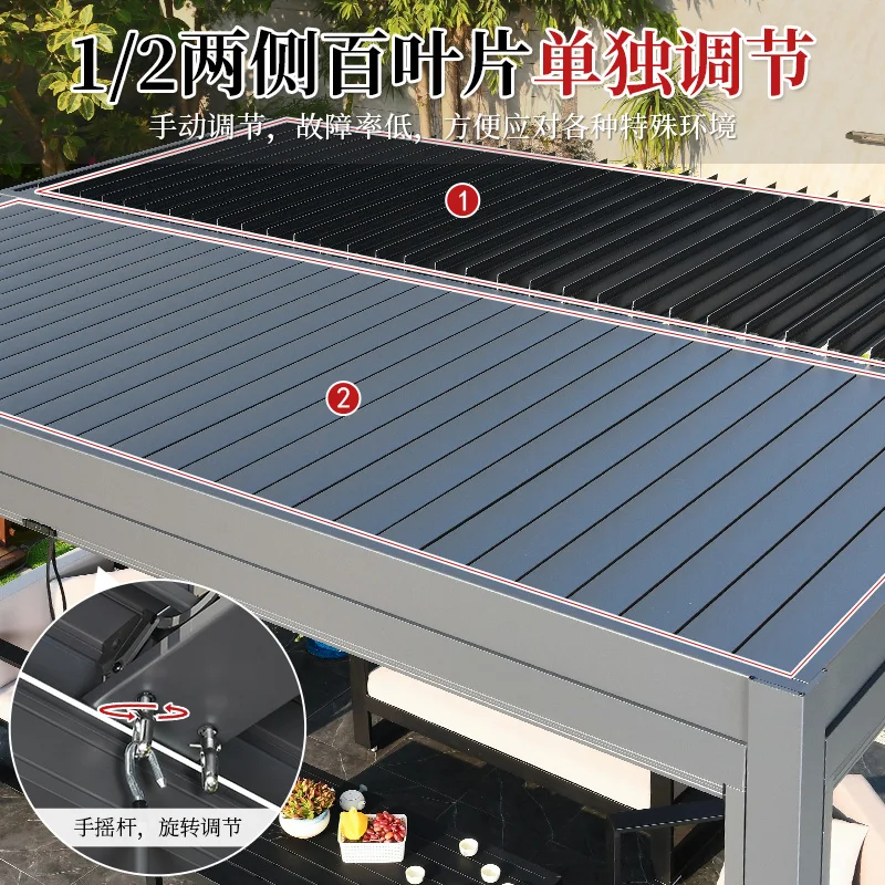 

Outdoor courtyard gazebo Outdoor automatic canopy Terrace garden Electric sun room Aluminum alloy awning