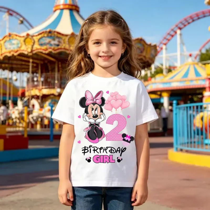 Mickey Mouse Child Birthday Clothes Girl Boy Number T Shirt Cartoon Print Kids Tee Baby Top Summer Infant Cute Short Sleeve Gift