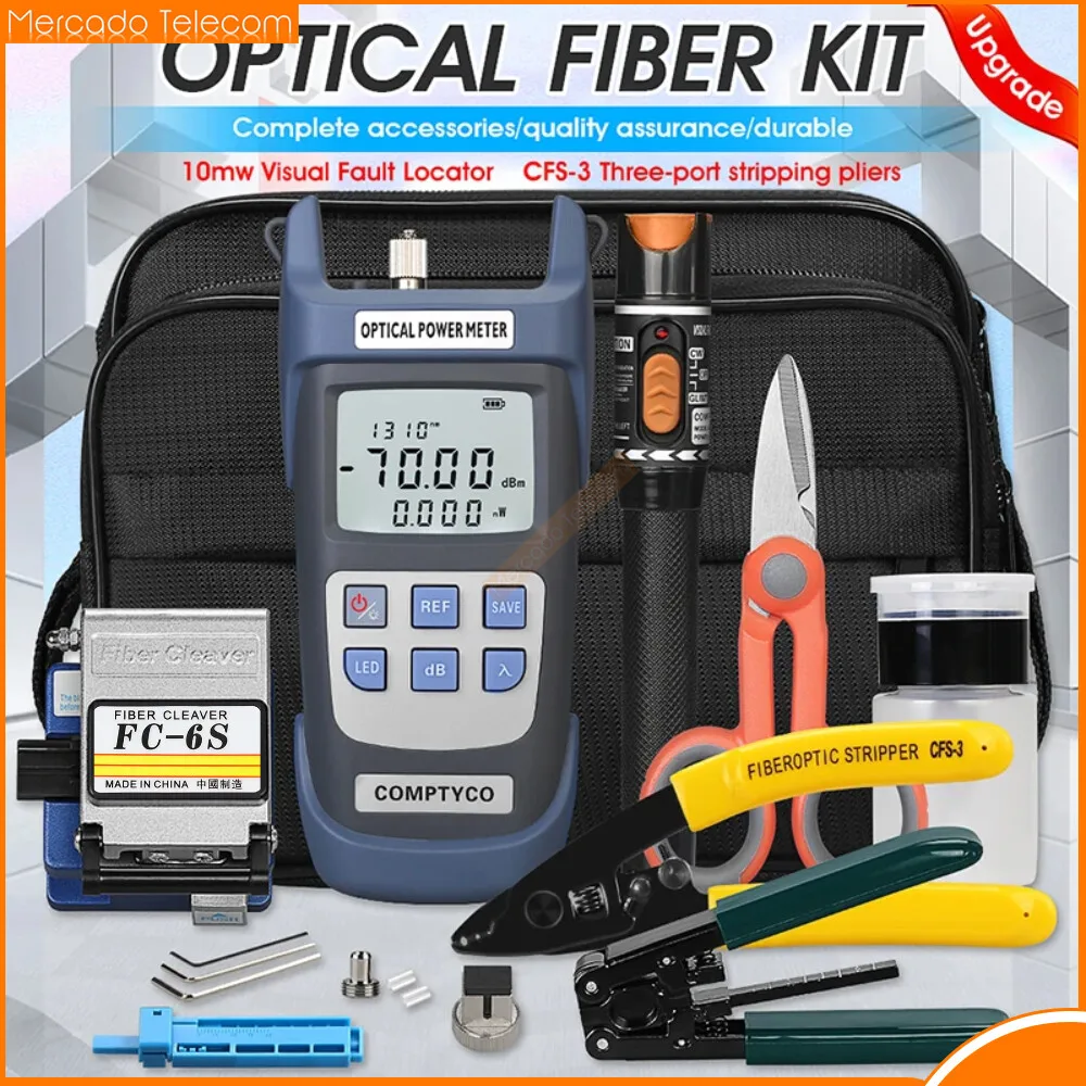 FTTH Optic Tool Kit FC-6S Cleaver With Fiber Optica Power Meter And 10Mw Visual Fault Locator