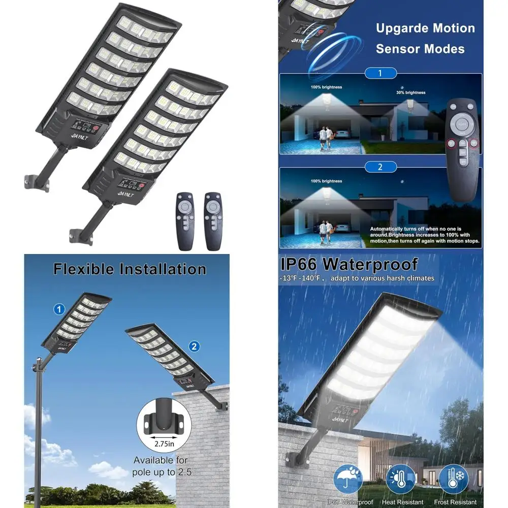 

Комплект из 2-х светильников с датчиком движения 7000K (от заката до рассвета) - без проводки, простая установка для уличных территорий и парковок