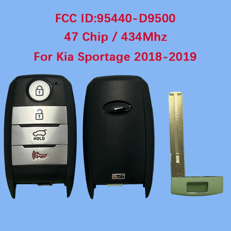 

CN051087 Послепродажный 4-кнопочный смарт-брелок 433 МГц FCC 95440-D9500 47 чип для Kia Sportage 2018-2019