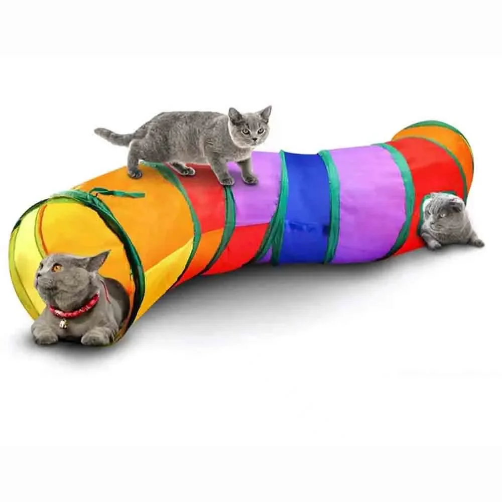 Collapsible Cat Playing Tunnel Pets Toys Connectable Cat Tunnel Cat Tube Toys Foldable Drill Hole Kitten Colorful Pet Toys