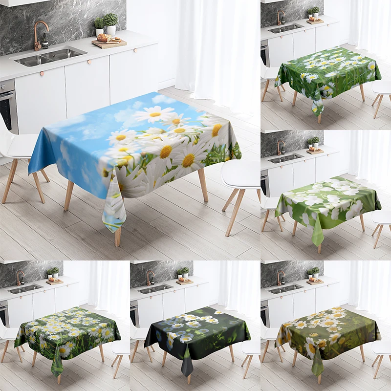 Small daisy tablecloth lily of the valley  antifouling and waterproof rectangular kitchen table home decoration