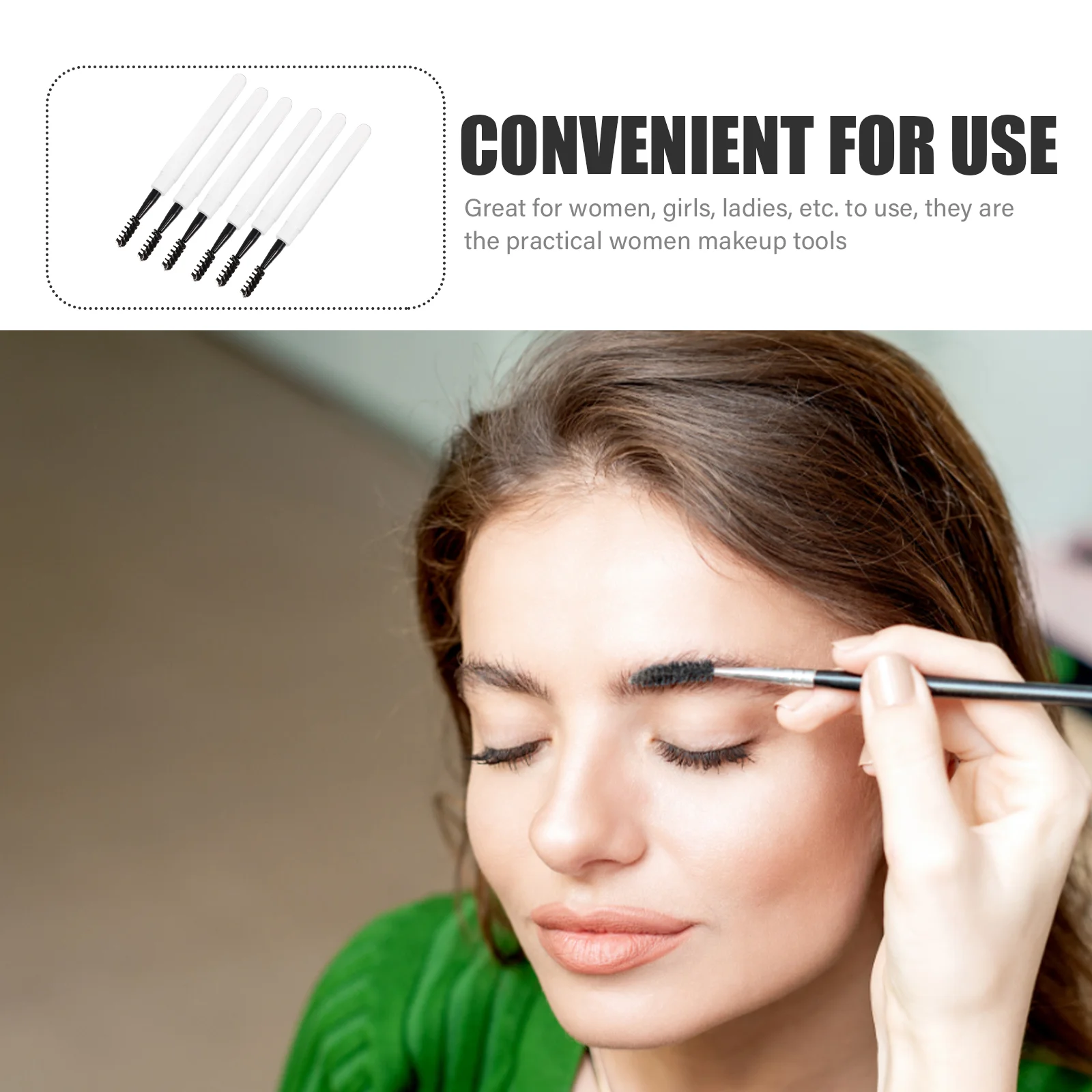 Brosse à Mascara avec couvercle, applicateur, outil de maquillage pour sourcils et cils, beauté pour femme, 6 pièces