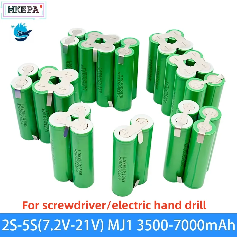 MJ1 18V 2S1P 1S3P 3S2P 4S2P 5S2P 8.4V 3.7V 10.8V 16.8V 18V MJ1battery pack 18650 3500mAh battery for 18V screwdriver battery