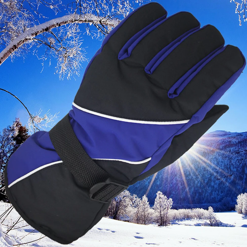 

Windproof Ski For Men Waterproof Warm Adjustable Winter Sports Royal Blue Mens Ski Gloves Winter Gloves For Men