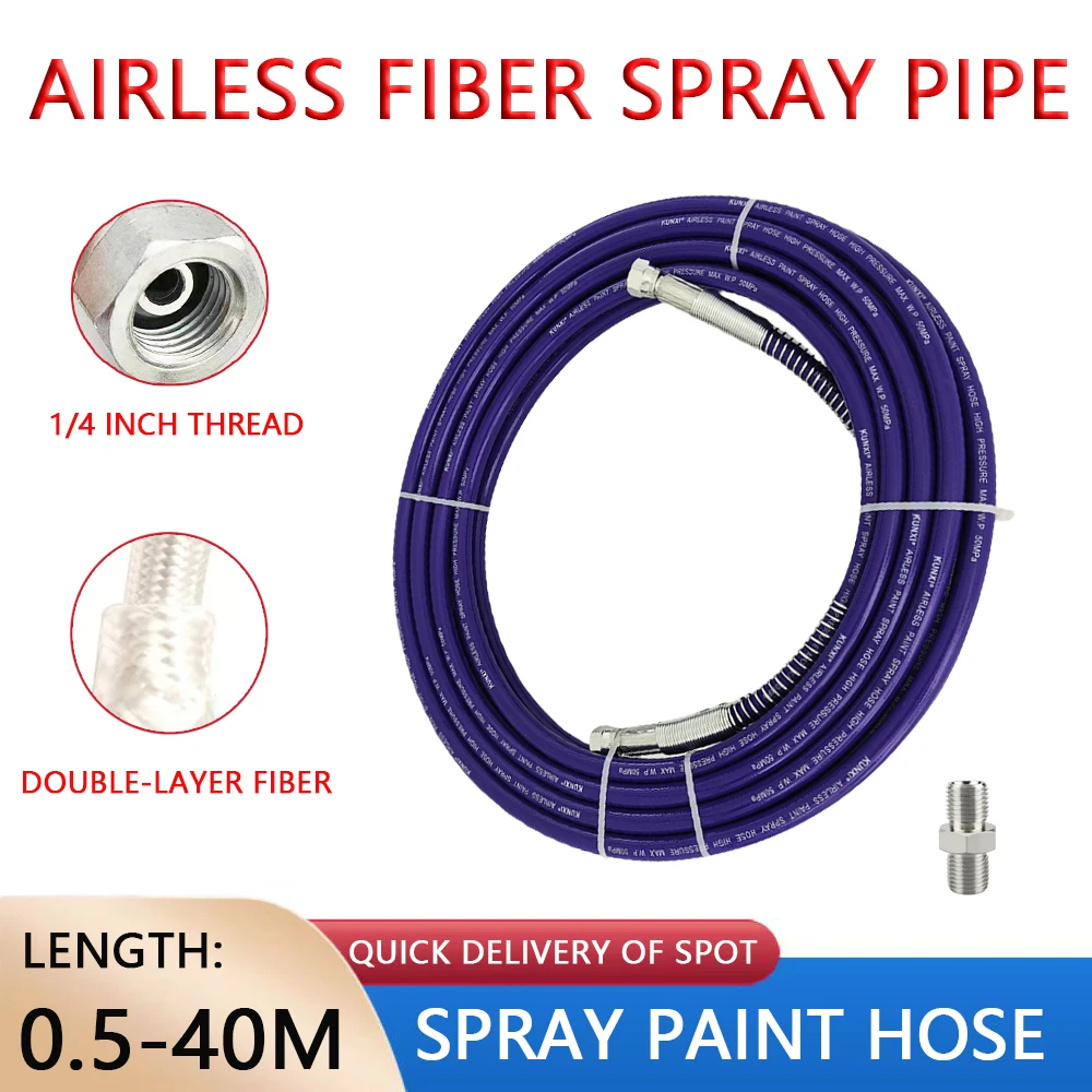 

1/4" Double-Layer Thickened Flexible Fiber Tube High-Pressure Airless Spray Paint Hose 0.5-40M Spray Machine Universal 7250PSI