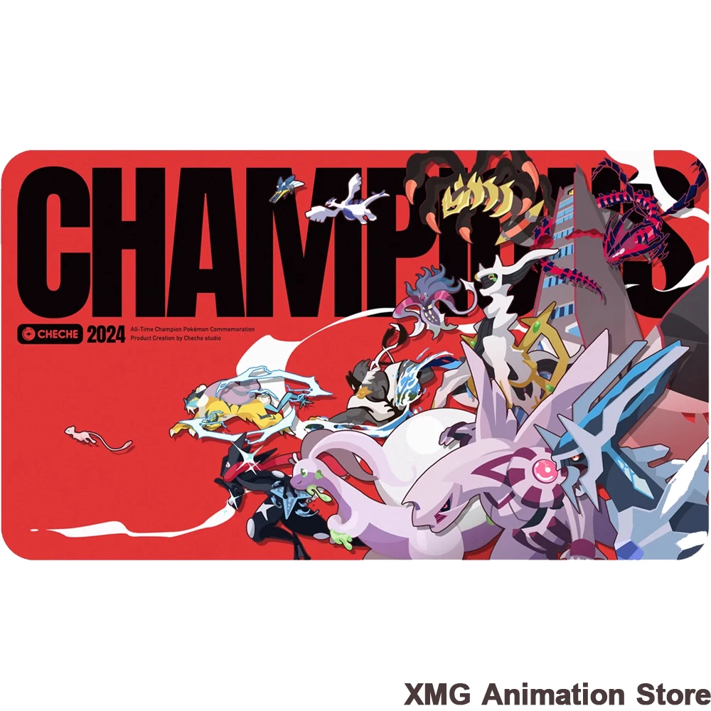 

600*350 мм DIY Pokemon 2024 Champion коврик для мемориальной карты самодельная работа PTCG резиновый игровой коврик аниме коврик для боевой карты