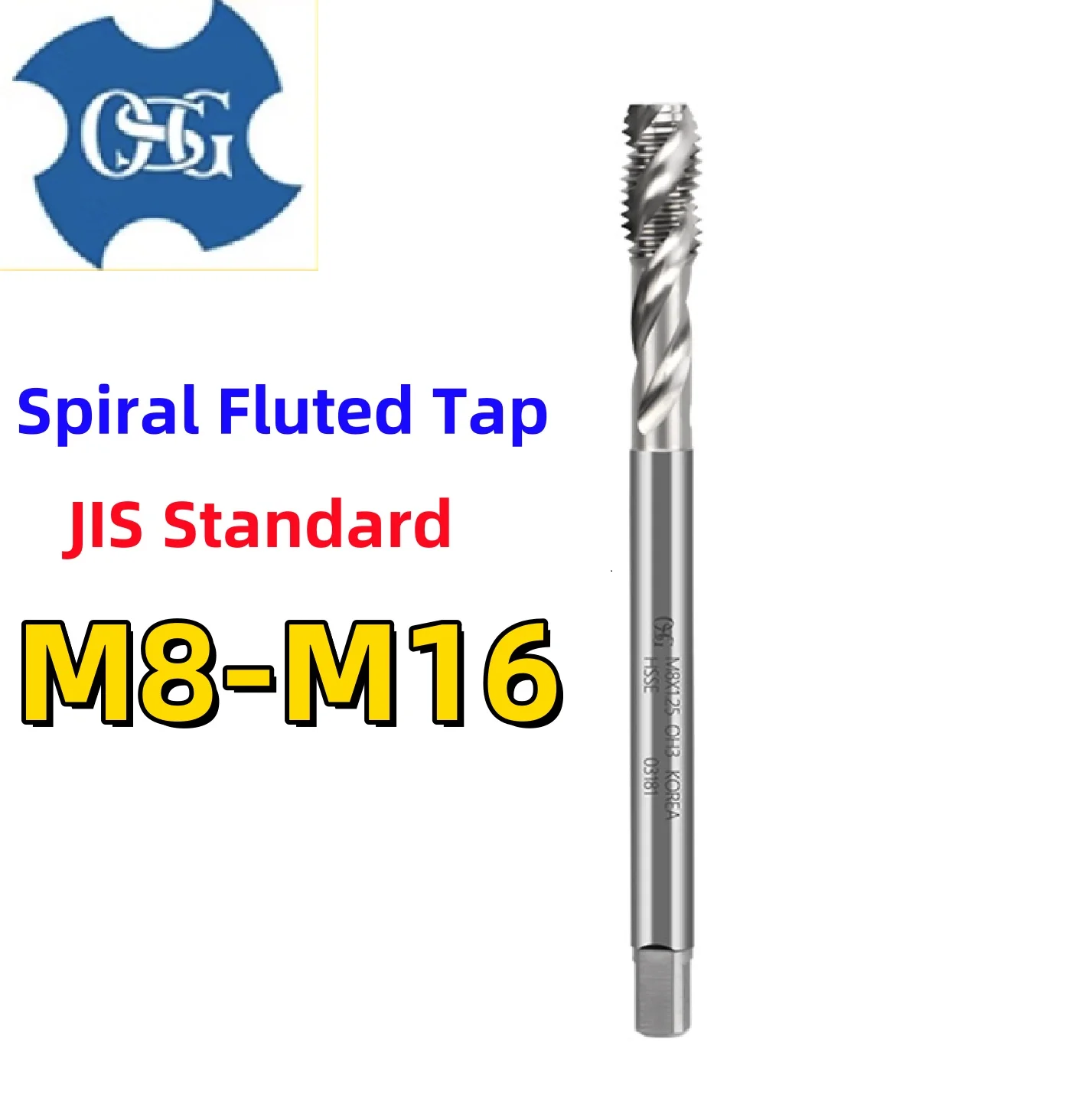 

1PCS Japan Original OSG Tin-Coating JIS Standard Spiral Fluted Tap Spiral M8 M10 M12 M14 M16 Machine Thread Taps