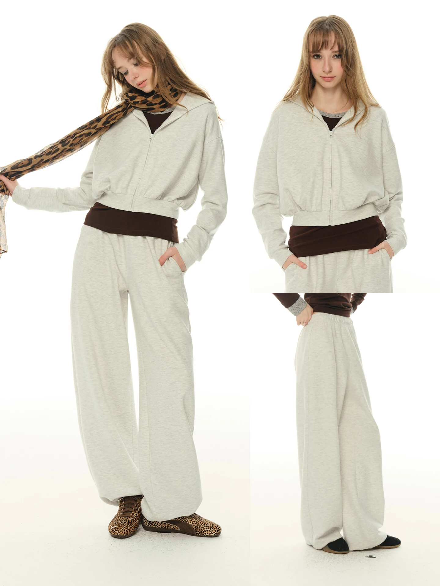 

Комплект UNRETRO: повседневный худи и кардиган, женские спортивные брюки, костюм-двойка с высокой талией, облегающий крой, корейский стиль, модный дизайн