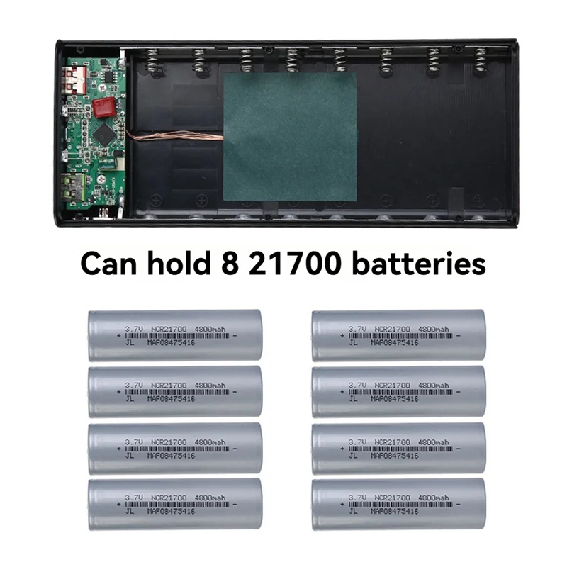 A003 Power Bank DIY Shell Case Battery Charger Box With Lighting Function 8X21700 Battery Shell Storage Organize 22.5W+15W