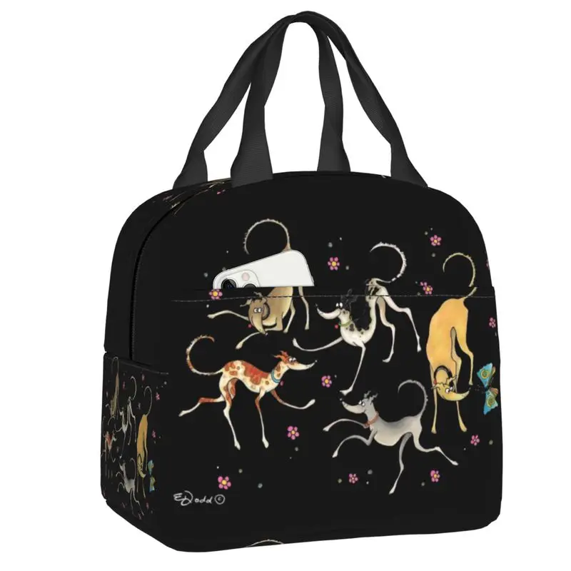 Bolsa tote de almoço isolada personalizada para festa de jardim galgos lurcher para mulheres, refrigerador quente, lancheira térmica, acampamento ao ar livre, viagem