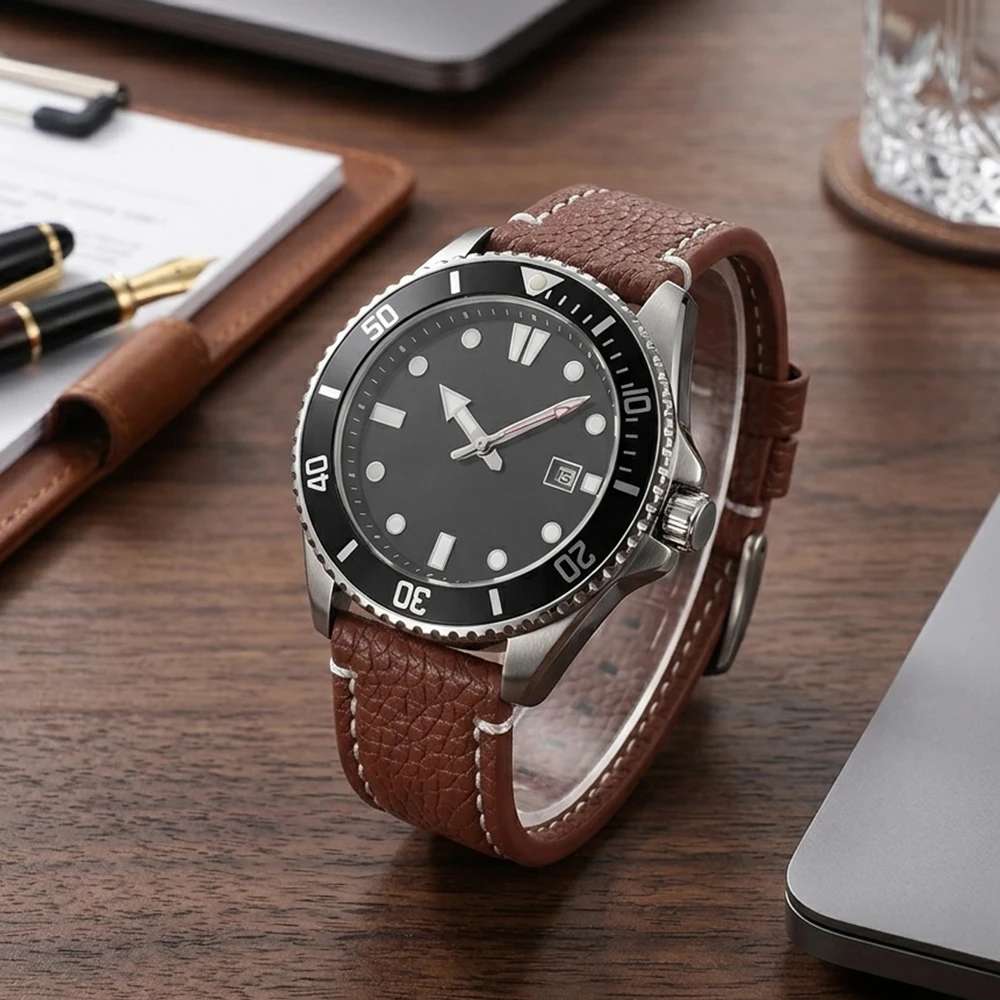 Leder-Uhrenarmband mit Litschi-Muster 18mm 20mm 22mm 24mm Armband für HUAWEI WATCH GT4 5 Pro Ersatz Universelle Weiche Uhrenarmbänder – Detail 10