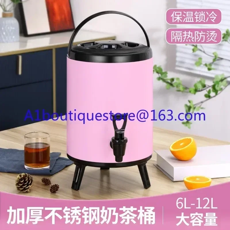 Colorful Stainless Steel Double-Layer Thickened Multi-Purpose Large Capacity Insulated Barrel Cold Insulation Fruit Milk Stall