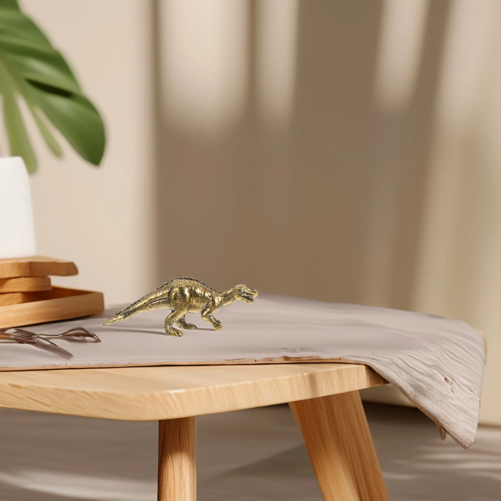 

6PCS Mini Figurines Brass Retro Home Decor Toys Brass Miniature Dinosaur Decor Golden Detailed Gifts Vintage Model
