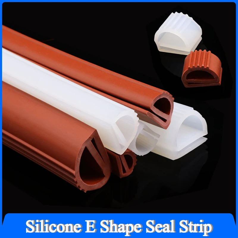 

White Red Silicone E Shape Strip Rubber Sealing Strip Width 12mm-25mm E-shaped E-strip High Temperature Oven Oven Sealing Strip