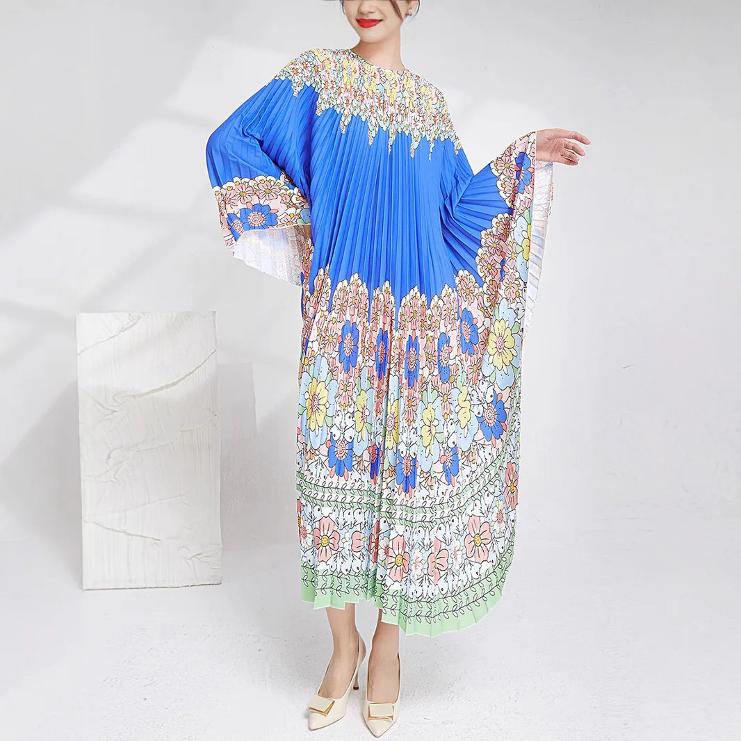 

plus Size Women's Long Skirt Dance Performance Loose Pleated Dr High Waist Polyester Fabric Batwing Sve Square Dance