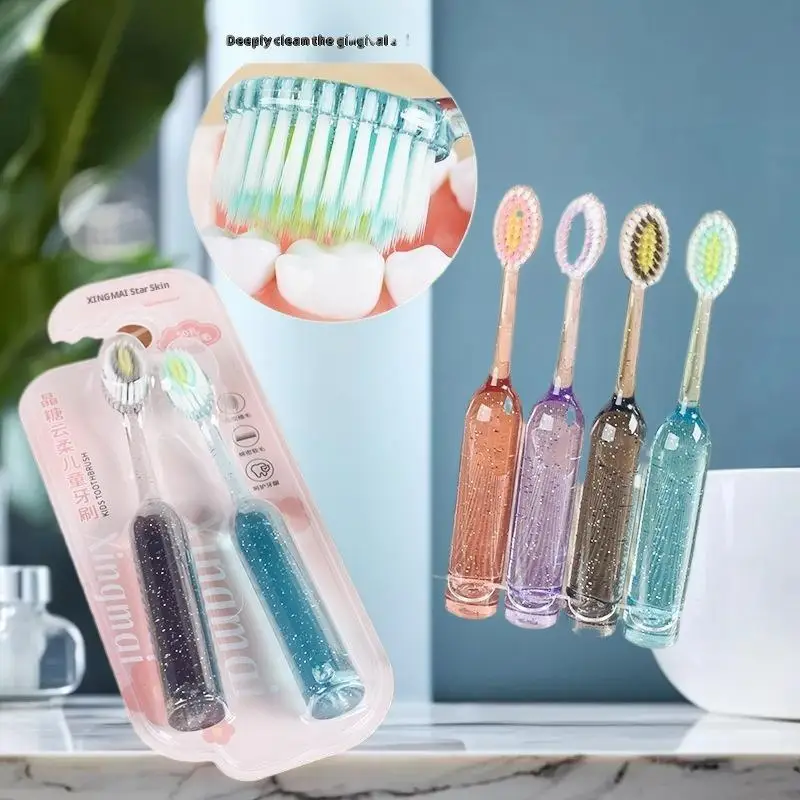 

2 шт., детская ручная зубная щетка для ухода за полостью рта и зубами с мягкой щетиной для детей 3-12 лет, щетки для отбеливания зубов