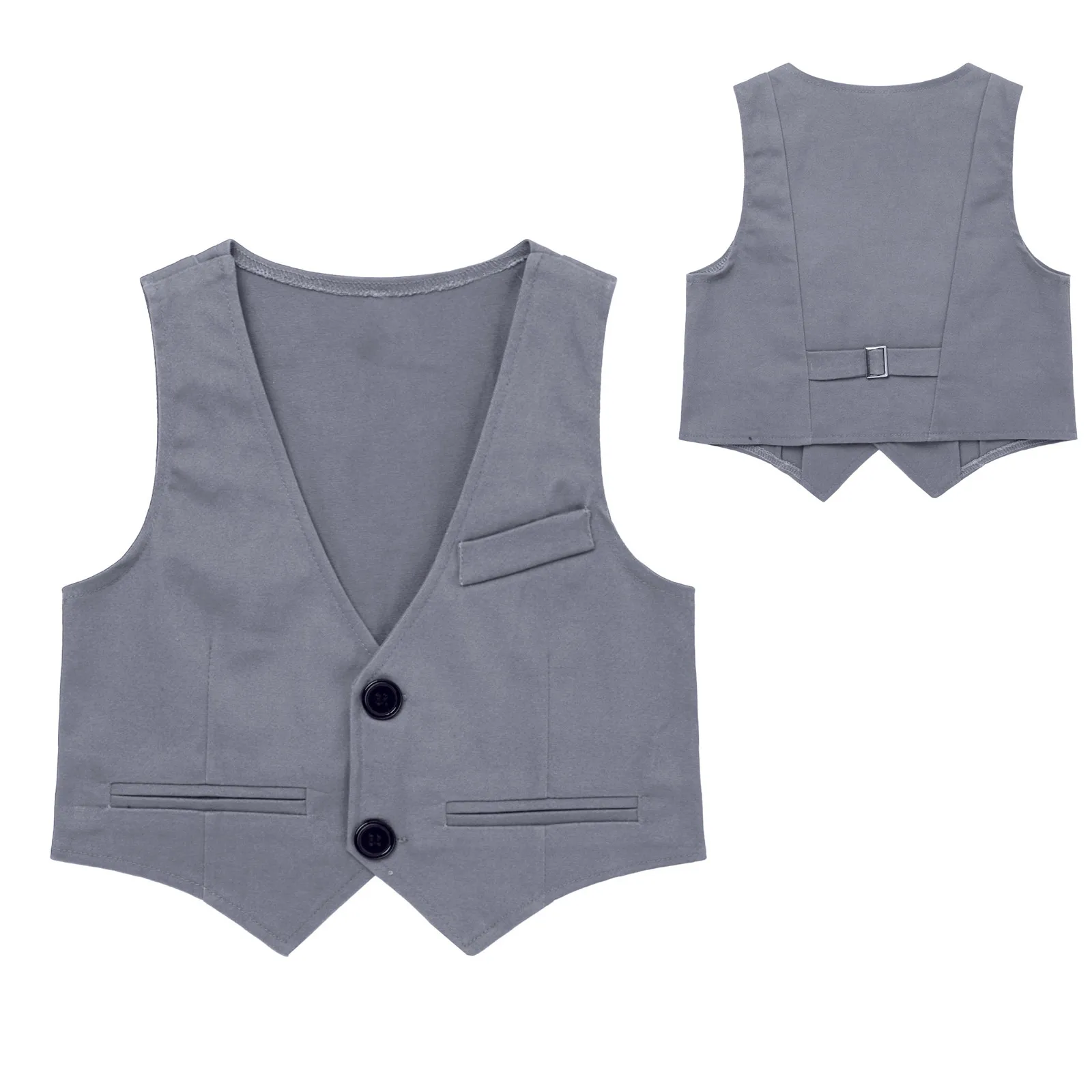 Kids Boys Gentlemen Vest Single-Breasted Formal Waistcoat for Wedding Birthday Party Evening Prom Photography Stage Performance