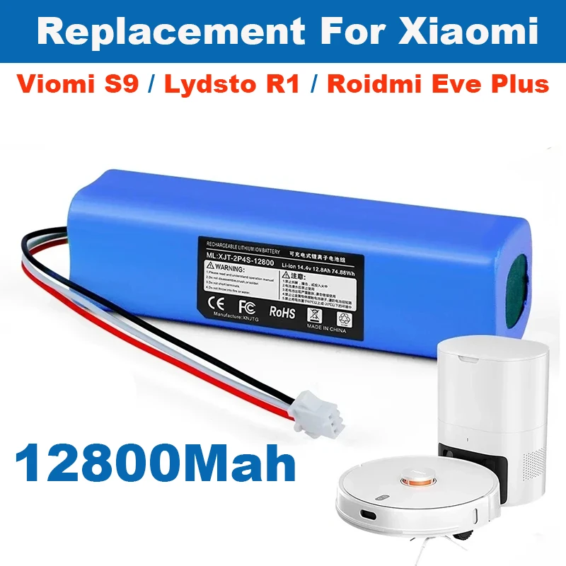 

For XiaoMi Lydsto R1 Viomi S9 Roidmi Eve Plus Rechargeable Li-ion Battery Robot Vacuum Cleaner R1 Battery Pack 12800mAh