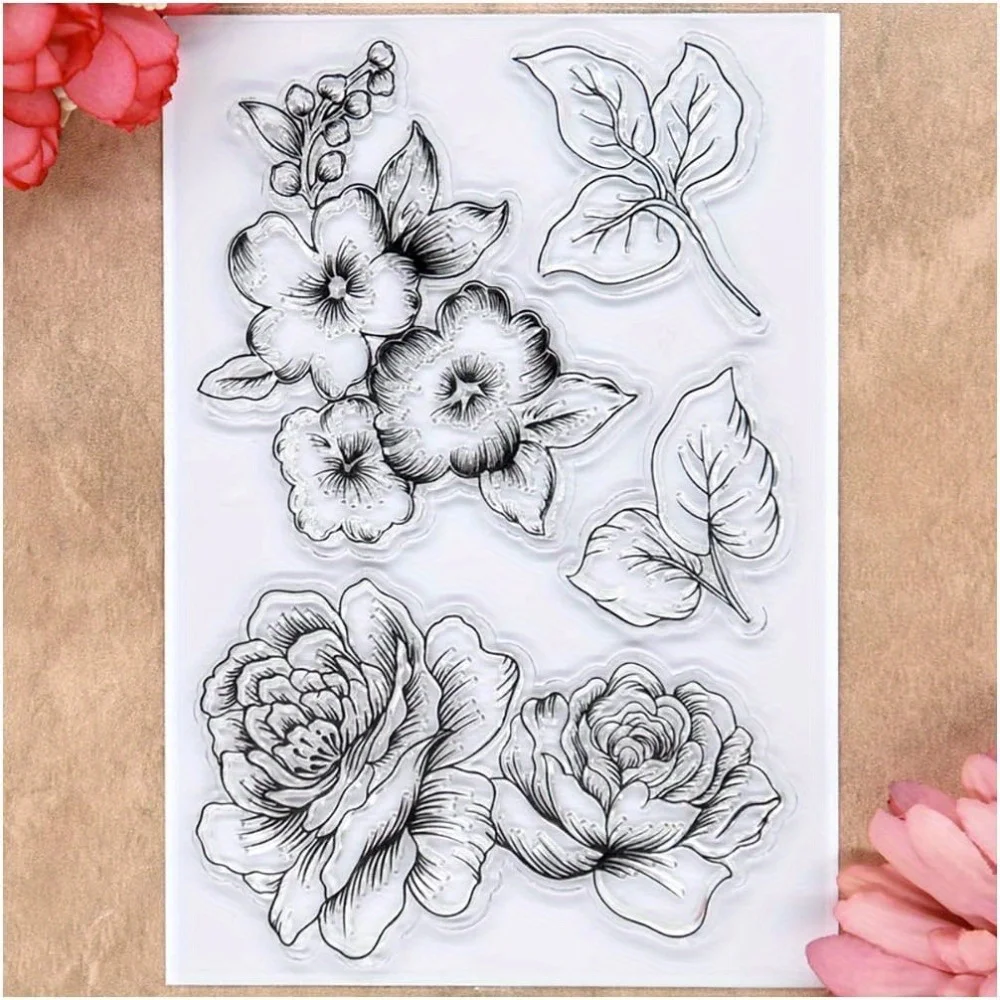 Crafts Flowers Leaves Clear Stamps for Card Making Decoration and DIY Scrapbooking