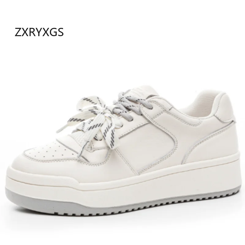 

ZXRYXGS 2025, новые осенние кроссовки премиум-класса из натуральной кожи на шнуровке, обувь на платформе, удобная универсальная дорожная обувь Tide