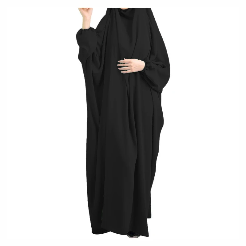 Eid Bat Sleeve Hooded Robe Muslim Women Hijab Prayer Garment Jilbab Abaya Full Face Middle East Dubai Dress Islamic Clothing