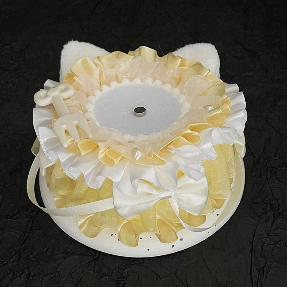 Creative Lace Magnetic Anime Cake Badge Holder Bow 3D Pins Display Base Pearl Handmade Ornate Ribbon Badge Flower Badge Display