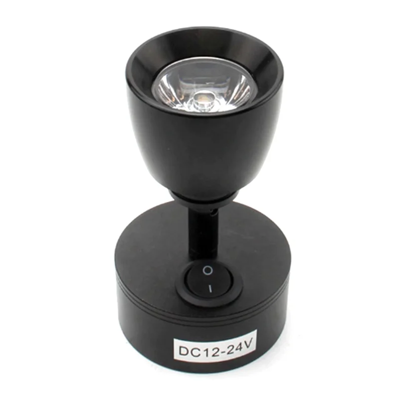 ABFW Wall Lamp Bedside Spotlight RV Light Reading Lamp Clip Light Switch for Caravans, RVs, Boats, Etc(Black)