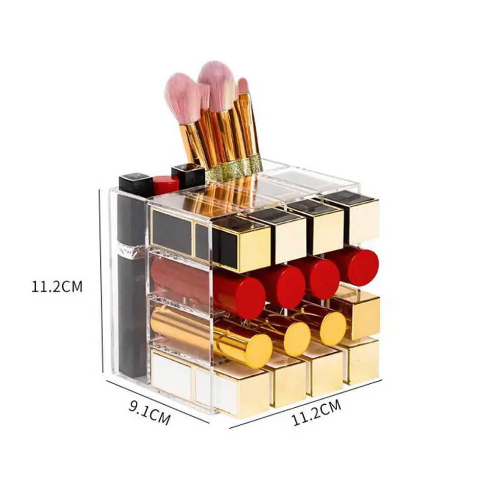 1Pcs Lipstick Holder Transparent Acrylic Makeup Brush Organizer Storage Rack Multilayer Clear Storage Canister Easy