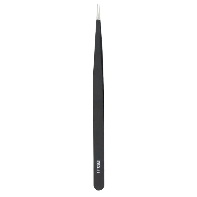 Precision Black Stainless Steel Tweezers Set - 10-17 Pointed Elbow Straight Edge Tool for Detail Work