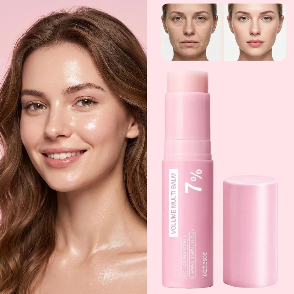 Eye Lip Face Multifunctional Hydrating Moisturizing Cream,Pink PDRN Collagen Face Plumping Volume Multi Balm,Korean Skin Care