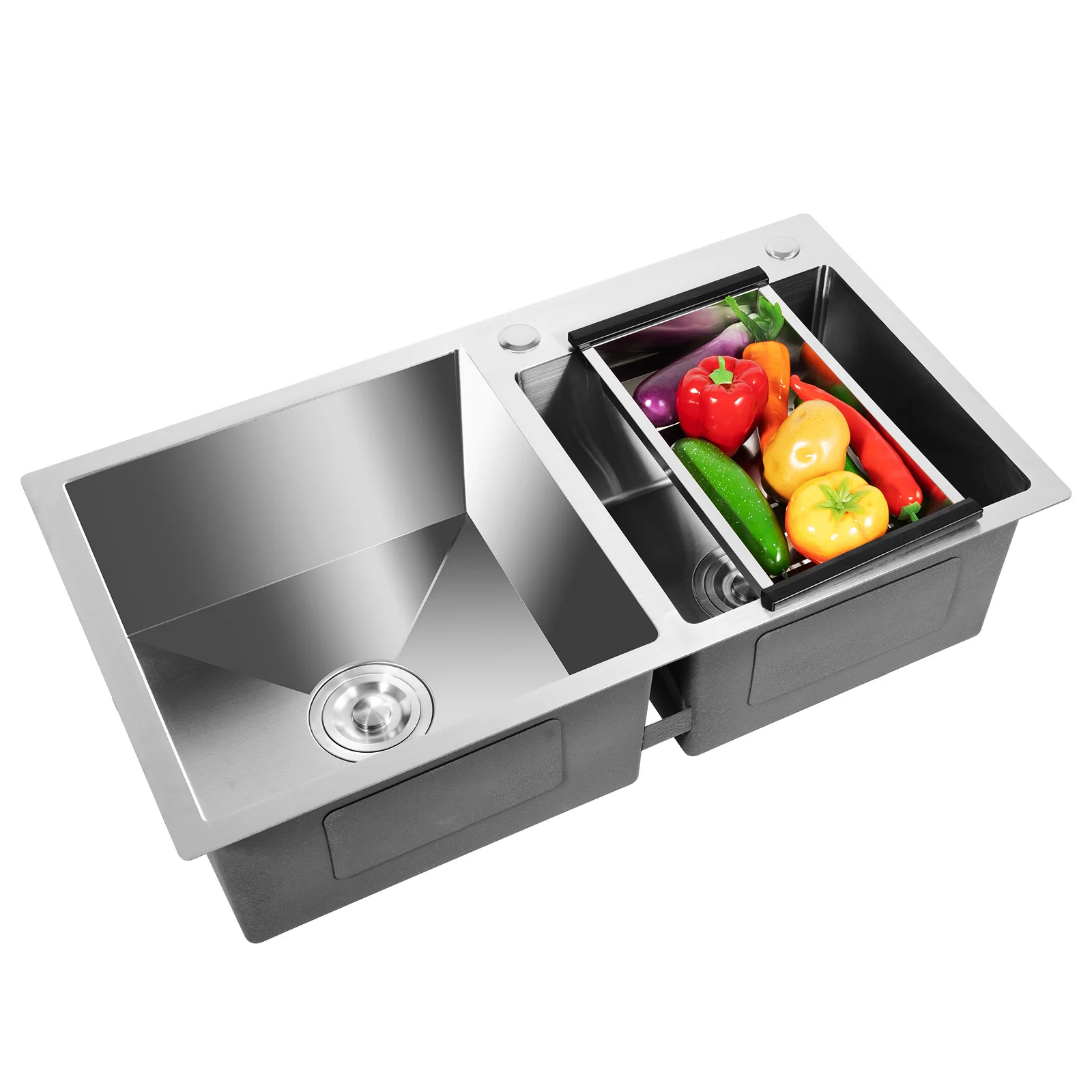 Double Bowl Stainless Steel Drop-in Kitchen Sink Dishwasher Vegetable Sink Home 2.5mm Bathroom Excellent Corrosion Resistance