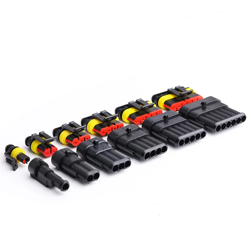 2sets/5sets Way AMP Super Seal Pins HID Waterproof Electrical Wire Connector Plug for Car Waterproof Connector 1/2/3/4/5/6 Pins