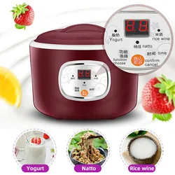 Máquina eléctrica automática para hacer yogur, dispositivo termostático multifuncional, revestimiento de acero inoxidable, 1.0L